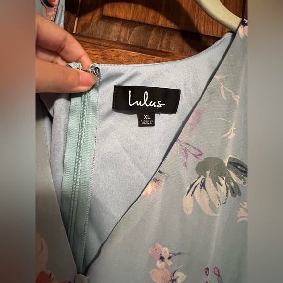 Lulu’s Always Yours Light Blue Floral Print Long Sleeve Skater Dress Size XL NWT - Picture 6 of 12